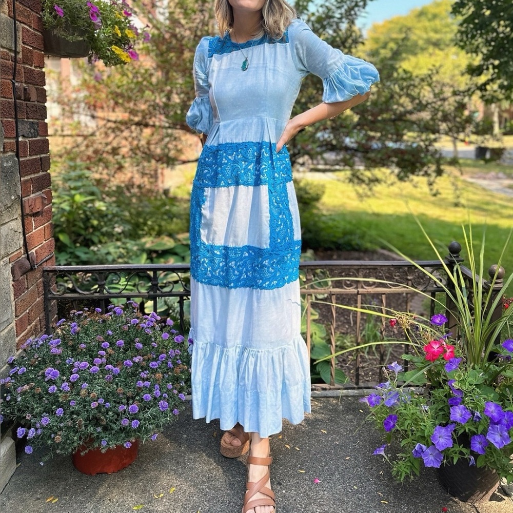 1970s Handmade Crochet Hippie Dress
